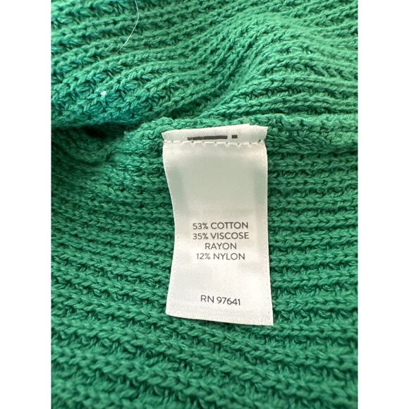 J. Jill Waffle Knit Collared Button Up Cardigan Sweater Green Size L Tall Long - Picture 13 of 14